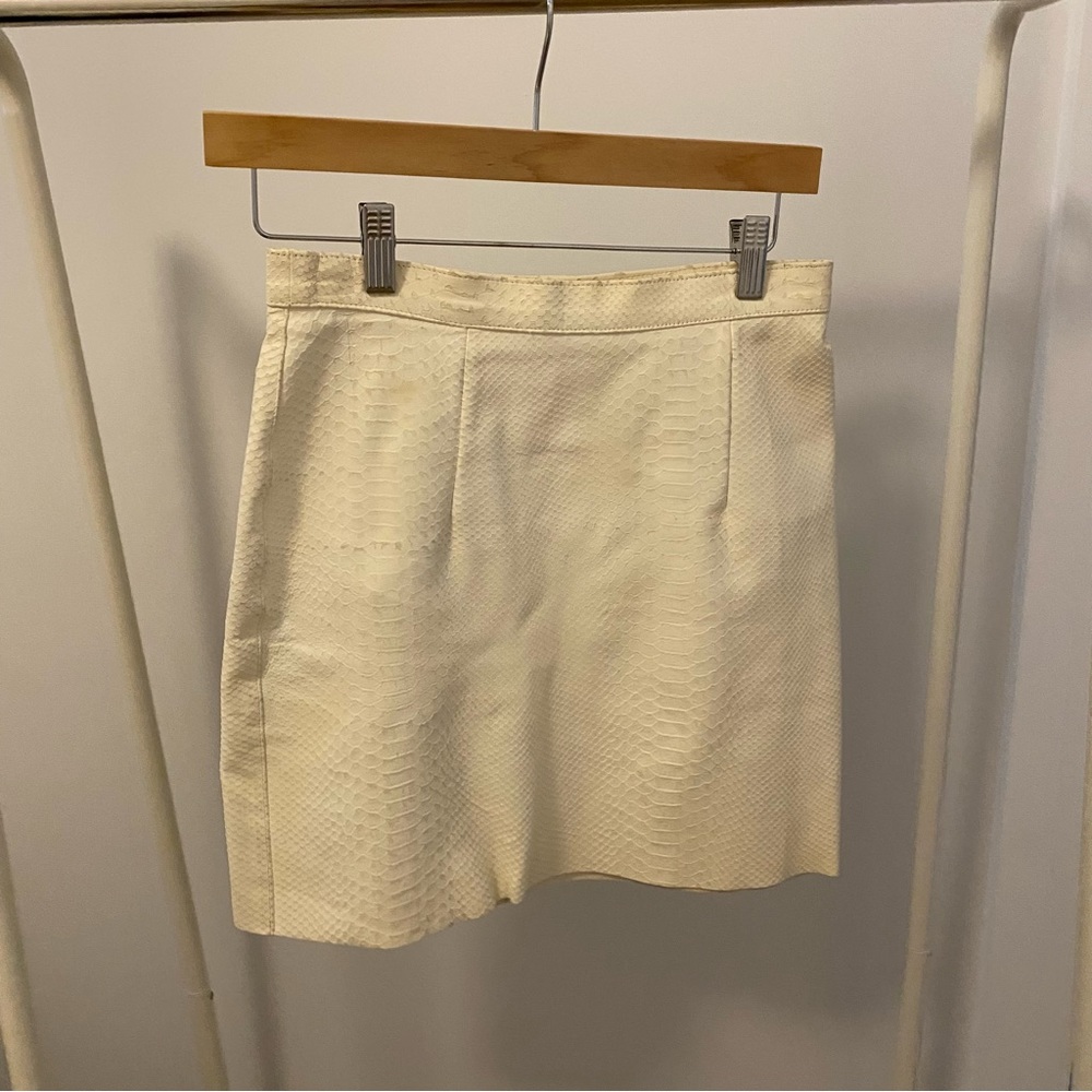 Vintage American Apparel Snakeskin White Leather Pencil Mini Skirt